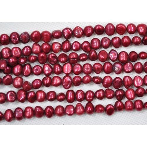 Wholesale Loose Pearl Jewellery,AAA 8-9 MM Top Quality Baroque Beads Wine Red Color Natural Freshwater Pearl Jewellery