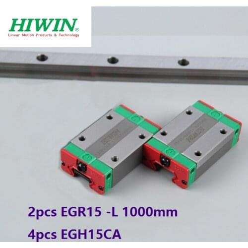 2pcs origial Hiwin rail EGR15 -L 1000mm linear guide + 4pcs EGH15CA carriage blocks for CNC router