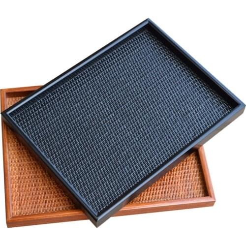 Rectanglar Rattan Woven Serving Tray for Breakfast, Drinks, Snack for Coffee Table, Home Decorative