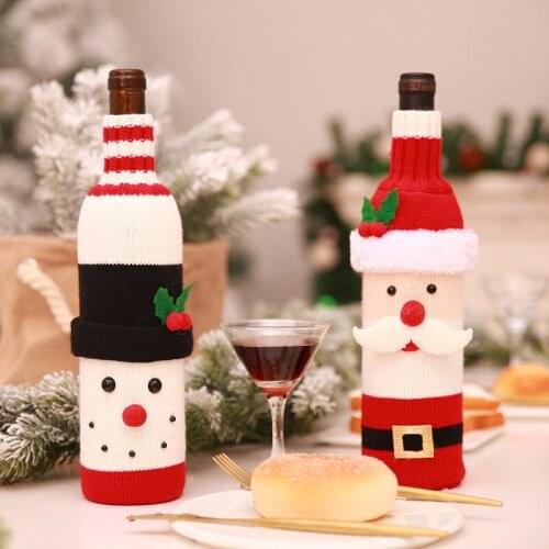 Christmas Red Wine Bottle Covers Gift Bags Home Dinner Party Table Decoration New Year Santa Claus Snowman Reindeer Navidad 2021