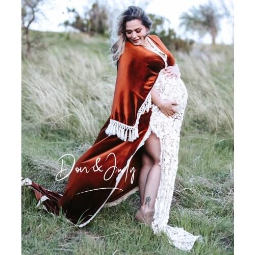 DON&JUDY Sexy Boho Style Christmas Velvet Maternity or Non Maternity Side Slit Dresses Pregnancy Photography Dress Photo Shoot