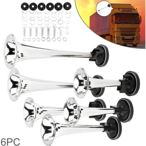 12V 178DB Super Loud Chrome Six Trumpet Electronically Controlled Car Air Horn with Compressor for Car Truck Boat Motorcycle