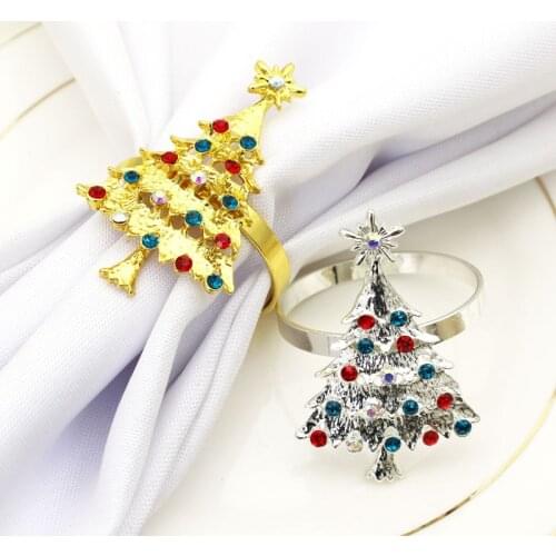 Sparkling Christmas Tree Santa Claus Deer Snowman Napkin Rings Birthday Festival Party Wedding Table Decoration Buckle