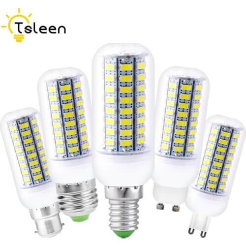 LED Lamps 5730 220V E14 E27 B22 GU10 G9 56-72 leds Lights Corn Led Bulb Christmas Chandelier Candle Lighting for home
