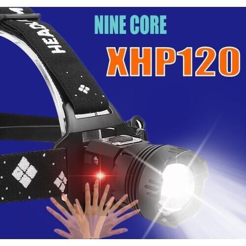 1000000LM XHP120 Powerful Lantern Headlamp XHP110 USB Flashlight XHP50 Headlight Rechargeable 5200mah Induction Head Torch Light