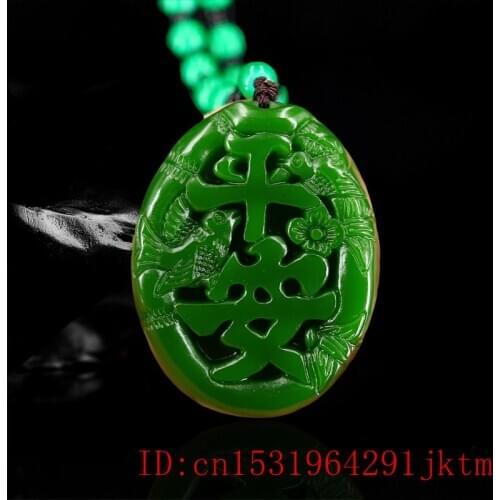 Green Jade Bird Pendant Charm Chinese Jadeite Jewelry Necklace Amulet Gifts Fashion Natural Carved
