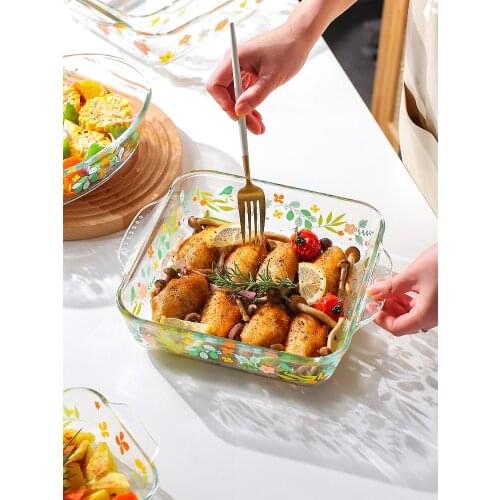 Heat-Resistant Glass Bakeware Oven Microwave Oven Special Steamed Fish Plate Dishes Rectangular Cheese Baked Rice Plate