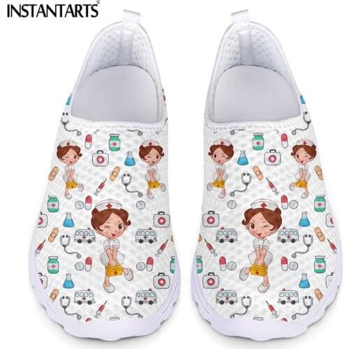 INSTANTARTS Women Nursing Flats Summer Casual Shoes for Women Nurse In A Hat Heath Care Pattern Female Footwear Slip On Sneakers