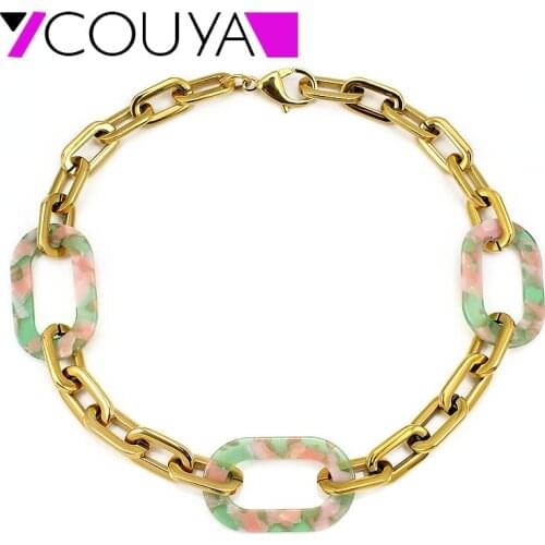 2021 Fashion Collar Necklace Acrylic Big Charm Necklace Choker for Women Punk Chunky Silver Gold Necklace Jewelry