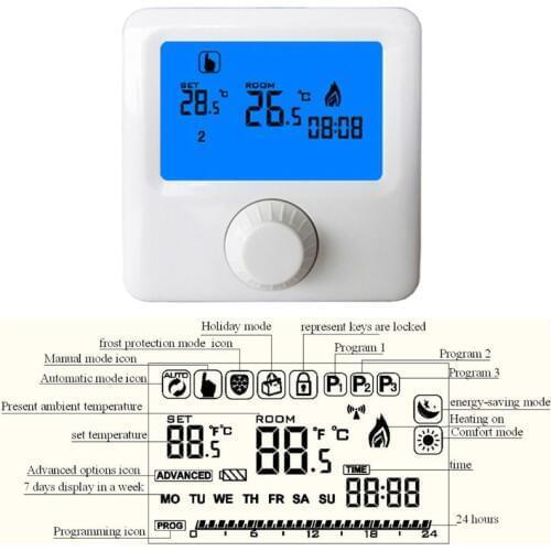 LCD Display Wall-hung Gas Boiler Thermostat Weekly Programmable Room Heating Digital Temperature Controller Thermostat