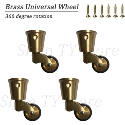 1/2/4/8 Pcs 360 Degree Swivel Caster Wheels, Brass Universal Wheel Vintage Round Cup Furniture Legs Caster Wheels For Furnitures