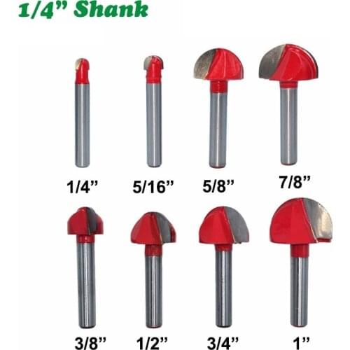 1PC 1/4" 6.35MM Shank Milling Cutter Wood Carving Bit Milling Cutter Half-circle Relief Knife Woodworking Tools