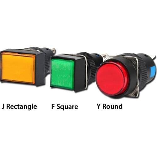 1 PCS Self-reset/Self-locking Round/Rectangle/Square Button with Light Switch LA16-11D AB6Y-M One Open and One Closed 16mm