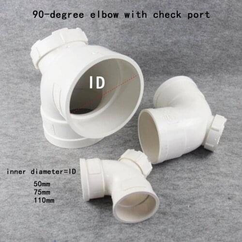 PVC drainpipe Elbow connection Elbow with Inspection port Garden Water Connectors Industrial Water Pipe Fittings 1 PCS