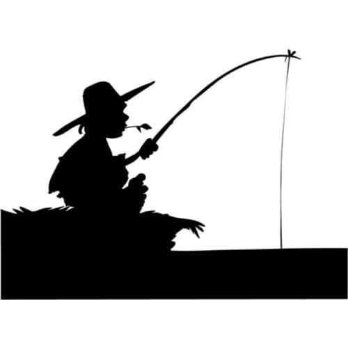17.5cm*12.6cm Cartoon Fisherman Vinyl Car-Styling Stickers Decals Decor Black/Silver S3-7075