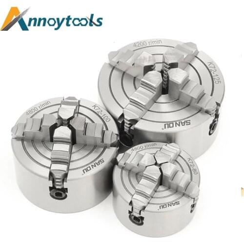 4-Jaws Manual Self-Centering Lathe Chuck 80mm 100mm 125mm for Woodworking Chucks Machine Tool Accessories