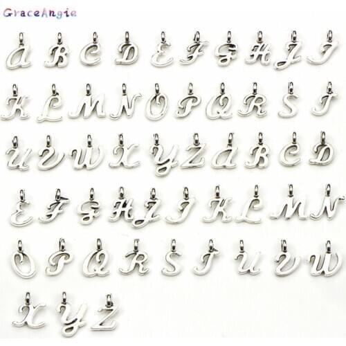 52pcs/set A-Z Letters Alphabet Pendant Bracelet Charms Necklace Pendents Vintage Earring DIY Jewelry Findings Name Birthday Gift