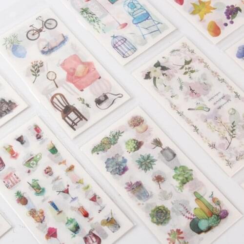6 Sheets Korean Hand Account Sticker Character And Cute Girl Heart Material Diary Hand Account Set Cartoon And Paper Stickers