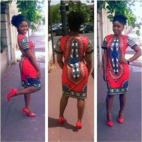 African Dress Dashiki Women Print Slit T Shirt Dresses Casual Short Sleeve Vestidos Africa Clothes for Women