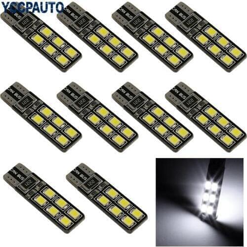 T10 W5W Car LED Lights CANBUS 12 Leds 3528 SMD White Red Ice Blue Lights ERRO FREE 194 168 2825 Bulb Lamp 10PCS/LOT New