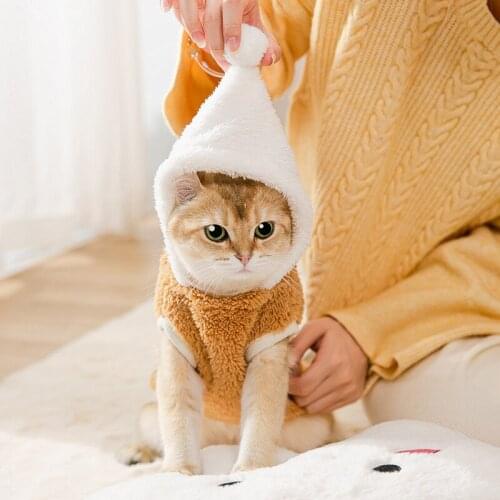 Bejirog Hooded Cat Vest Pet Clothes Autumn and Winter Warm Dog Small Dog Clothing Winter Cat Clothing
