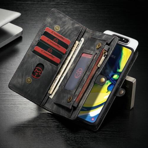 CaseMe Original Leather Case For Samsung Galaxy A80 Luxury 2 in 1 Detachable Wallet Flip Cover For Samsung A80 Flip Phone Cases