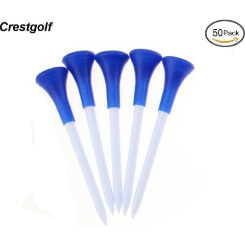 CRESTGOLF 2-1/8", 2-3/4", 3-1/4" Plastic Golf Tees with Rubber Cushion Top --Ultra Durable for Long-term Use 50pcs/Pack