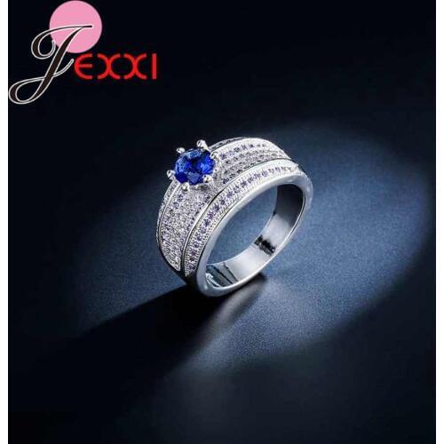 Elegant Full Clear Cubic Zirconia 925 Sterling Silver Women Rings Fashion Bands Bridal Wedding Ring Jewelry For Brides