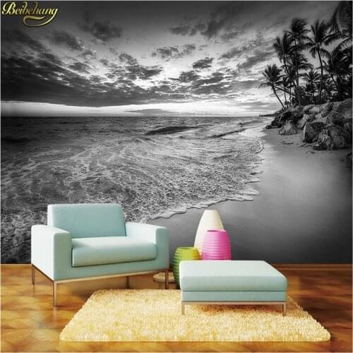 Beibehang papel de parede Custom photo wallpaper mural beach coco seascape black and white background wall papel de parede
