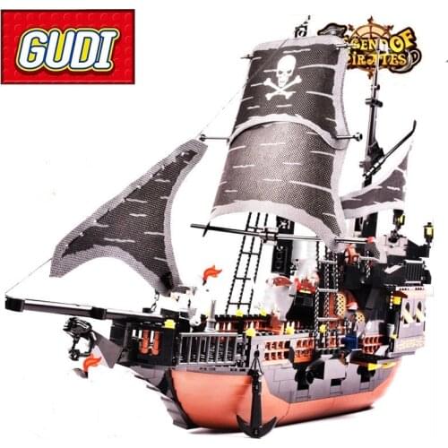 Gudi 9915 Pirate Ship Caribbean Royal Guard Black Pearled Building Blocks RS Ghost Boat Model Assemble Bricks For kids Toys Gift