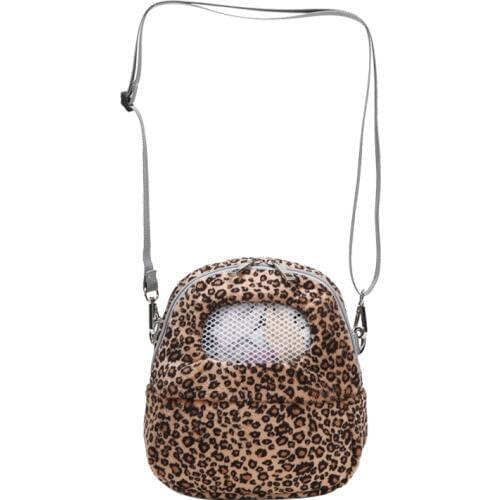 Canvas Hamster Cage Leopard Print Hamster Bag Outdoor Walking Fashion Soft Mesh Small Animal Sling Bag Hamster Carrier
