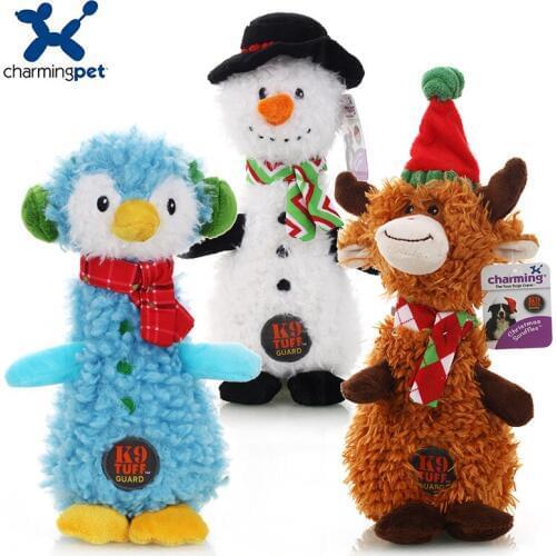 Charmingpet pet dog toys reindeer Snowman penguin pet training Squeak Toys