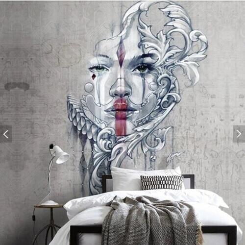Creative face art nostalgic 3d wallpsaper,living room tv sofa wall bedroom wall papers home decor restaurant cafe bar mural