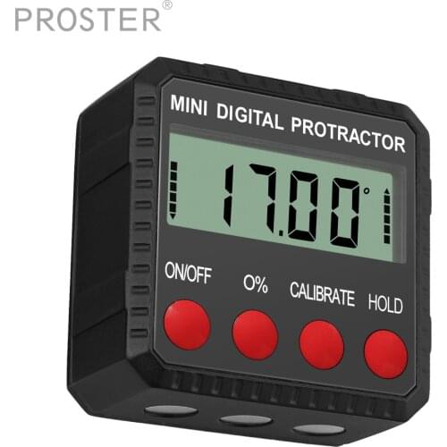 Proster Zinc Alloy Digital Angle Gauge Level Box Protractor Angle Finder Inclinometer with ON/OFF & CAL Switch 0.1° Resolution