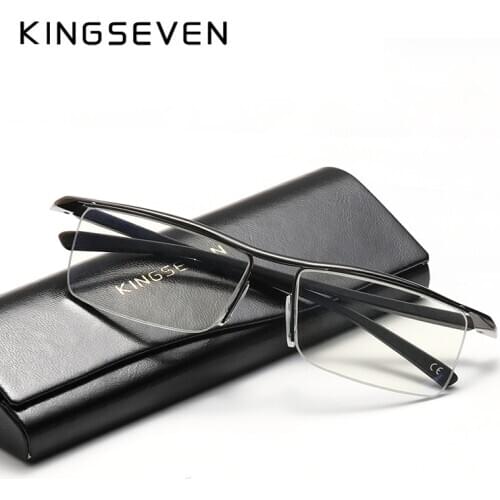 KINGSEVEN DESIGN Men Anti Blue Alloy Optical Glasses Frame Ultralight Square Myopia Prescription Eyeglasses Antiskid Silicone