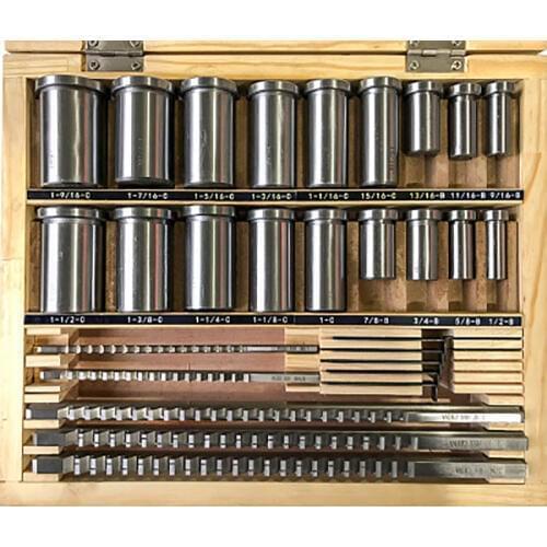 30pcs Keyway Broach Set Inch Sized 5pcs Broaches 1/2''-1-1/2'' 18pcs Bushings and 7pcs Shims HSS Keyway Tool for CNC Machine New