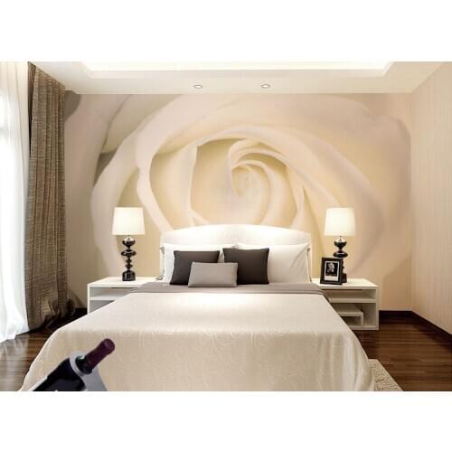 Bacal Modern White Flower 3d Wall Murals Wallpaper for Wall Living Room 5d Photo Mural papel paper White Rose Stickers