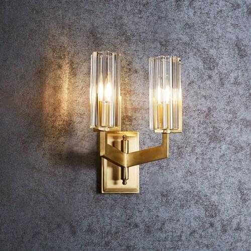 Retro Brass glass shade Wall Lamp Living Room decor Copper wall lights Corridor porch Lighting LED night Light indoor wall Light