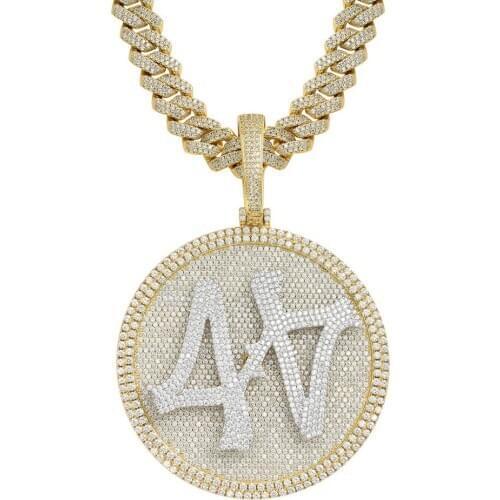 Hip Hop Claw Setting AAA+ CZ Stone Bling Iced Out Big Rotatable 44 Round Pendants Necklaces for Men Rapper Jewelry Drop Shipping