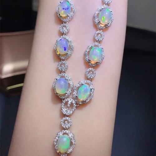 Necklace White Natual Opal Heart Pendant Necklace Female Necklaces for Women Valentines Gift