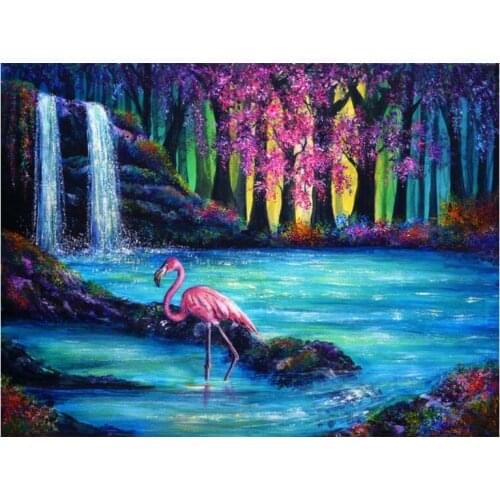 Scenery mosaic embroidery craft flamingo diamond painting kits beads picture wall paper decor rhinestones drawing christmas gift