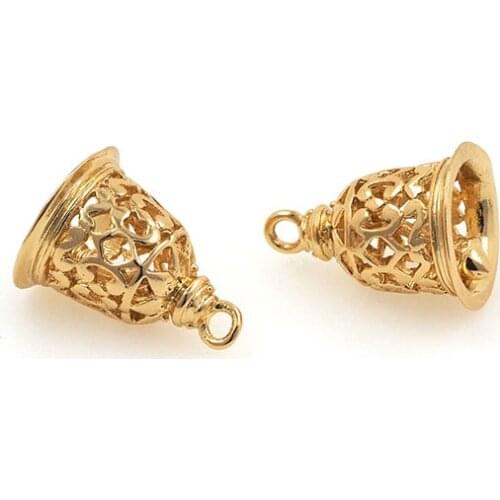 Harmony Bell Pendant, Exquisite Gold-Plated Necklace Charm, DIY Jewelry Production Supplies 15x11.5MM