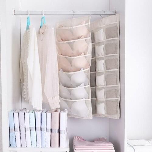 Underwear Storage Hanging Bag Double-Sided Clothing Storage Bag Behind The Door Underpants, Socks, Bras, Hanging Fabric Bags