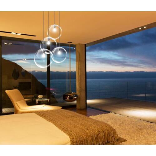 Head Transparent lamp-za Ball Glass pendant lights Restaurant Bar Childrens Room Bedroom Clothing Shop Creative Simple Single
