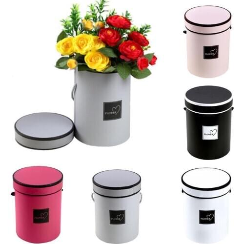 Handheld Flowers Bouquet Paper Packing Box Case with Lid Hug Bucket Florist Gift