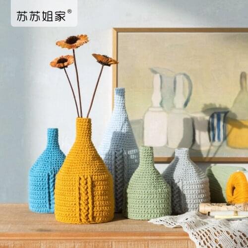 Made By Yourself Art Vase DIY Crochet Wool Bag Material Bag