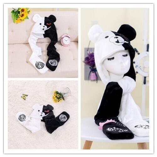 Anime Dangan Ronpa Danganronpa Scarf Hat Junko Enoshima Mono Kuma Mono White Black Bear Cosplay Girl Gift