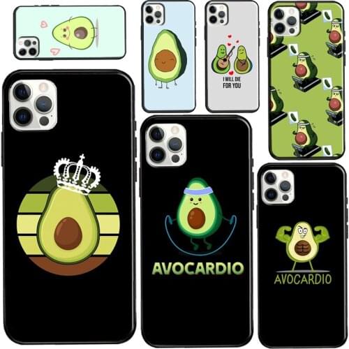 Cute cartoon Avocado Fitness Case For iPhone 11 Pro Max XS X XR 8 7 Plus SE 2020 Funda For iPhone 12 Pro Max mini Case