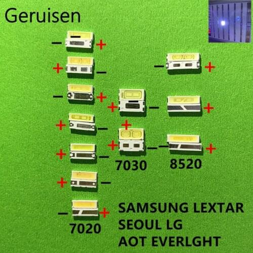 50-100pcs FOR LG Innotek Lextar UNI SAMSUNG SEOUL LED Backlight 0.5W 1W 1.5W 7020 7030 8520 3V 6V Cool white 40LM TV Application