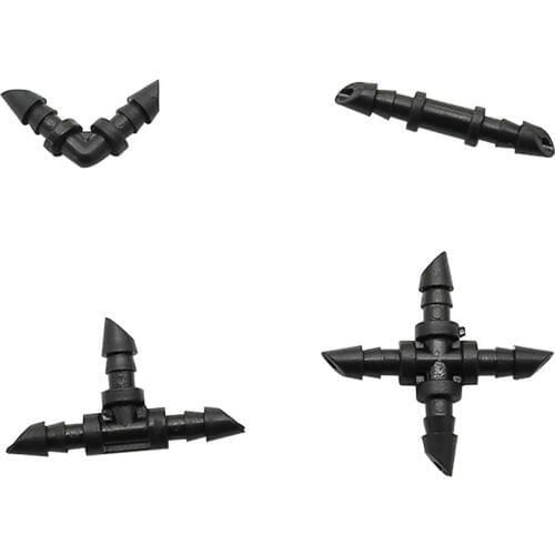 50 Pcs Barbed 4/7mm Hose Tee Cross Connector Elbow Connectors Straight Connector Garden Irrigation Connection Accessories